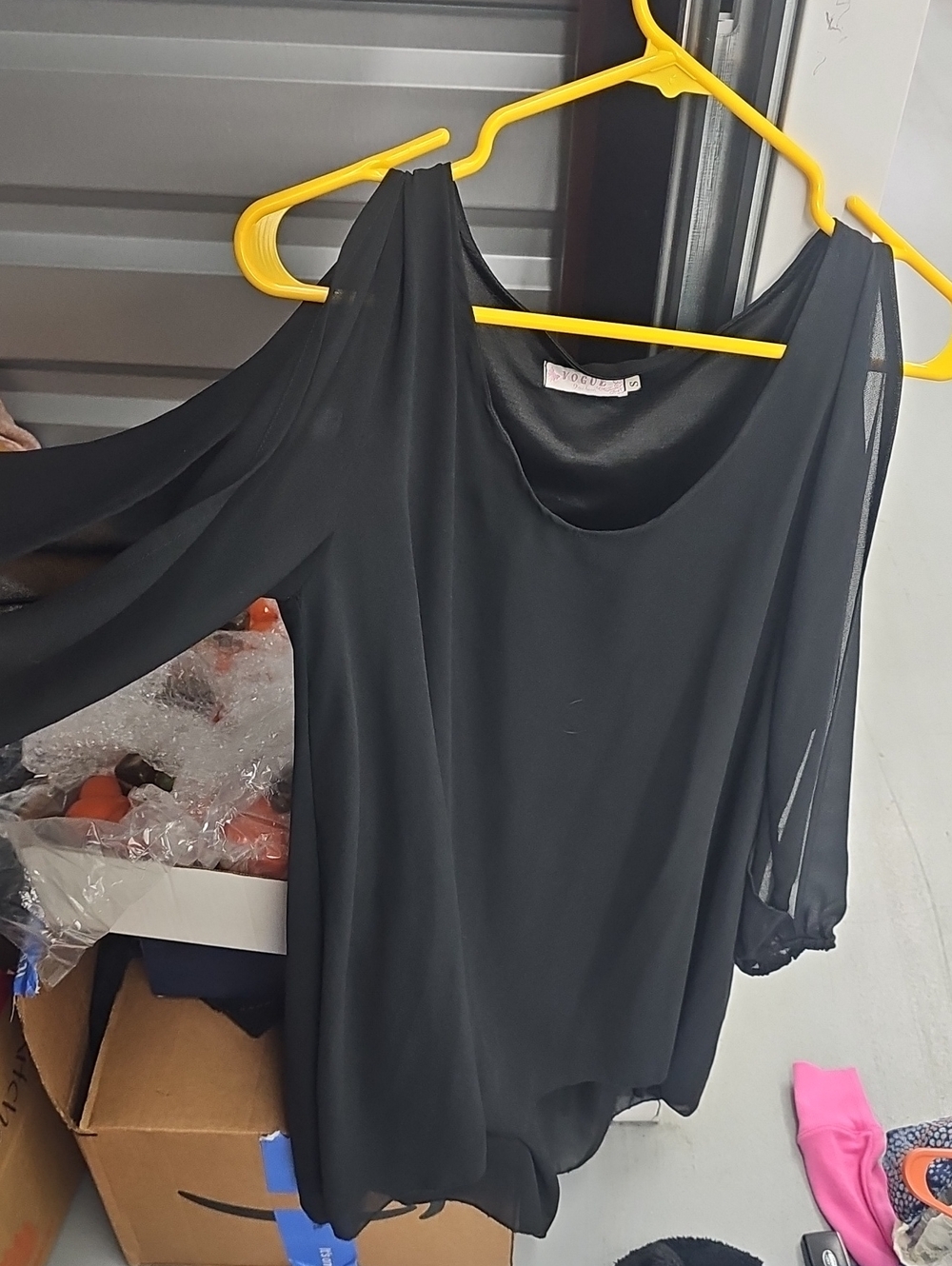 Women’s Black Cold-Shoulder Chiffon Top